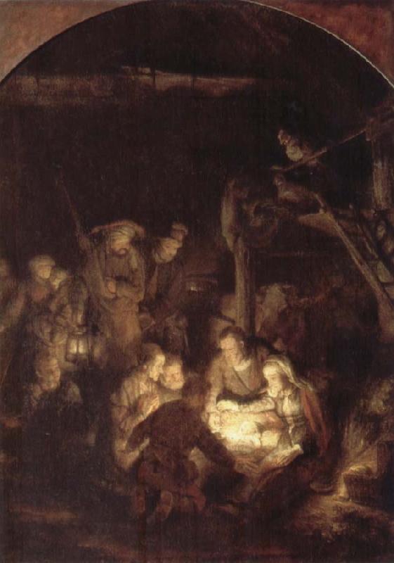 REMBRANDT Harmenszoon van Rijn The Adoration of the Shepherds oil painting image